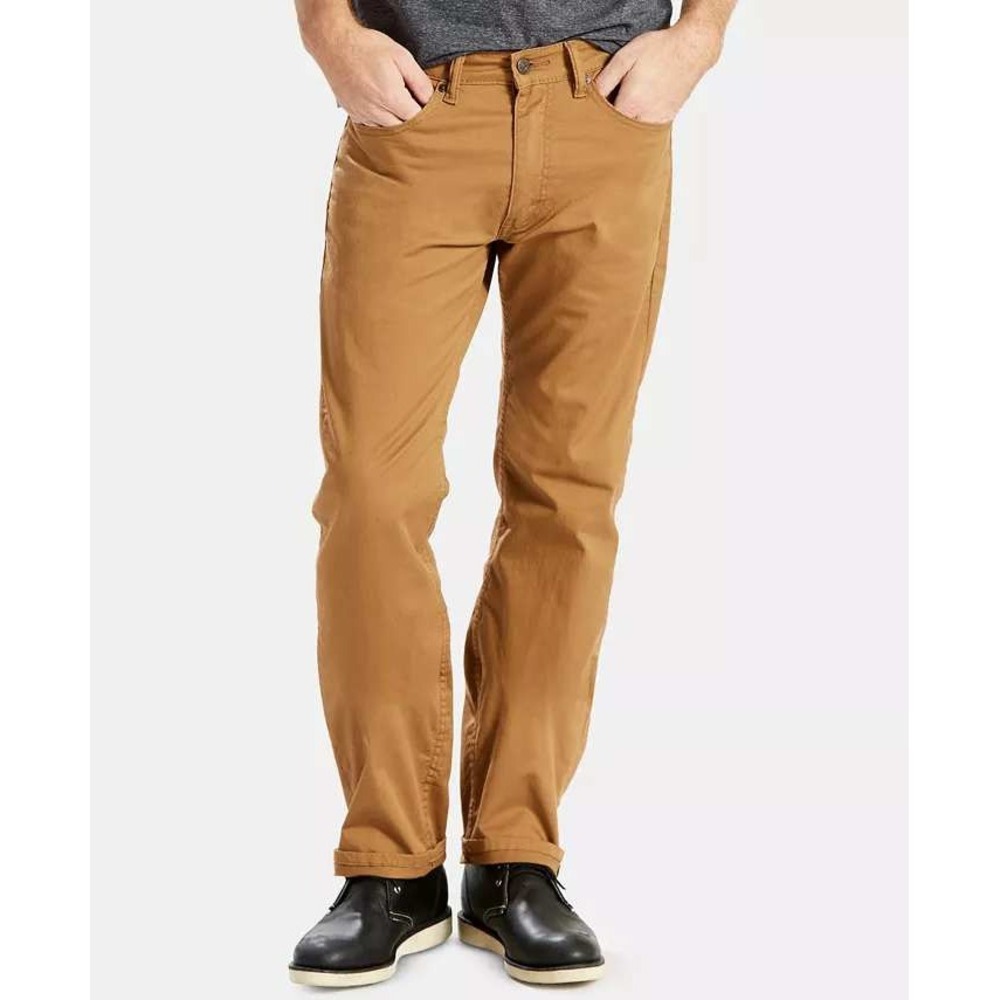 Levis 505 Regular Fit Slub Twill Stretch Jeans Tan Khaki 34x32 Mens